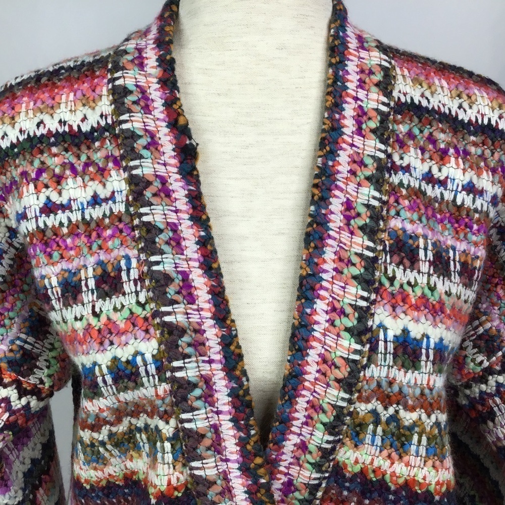 ANTHROPOLOGIE dRA Yoko Jacket Size XS Oversize Fit Boho Open Multicolor - Picture 4 of 12